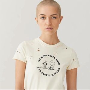 Fitted, distressed, LAZY OAF Peanuts baby tee ❣️